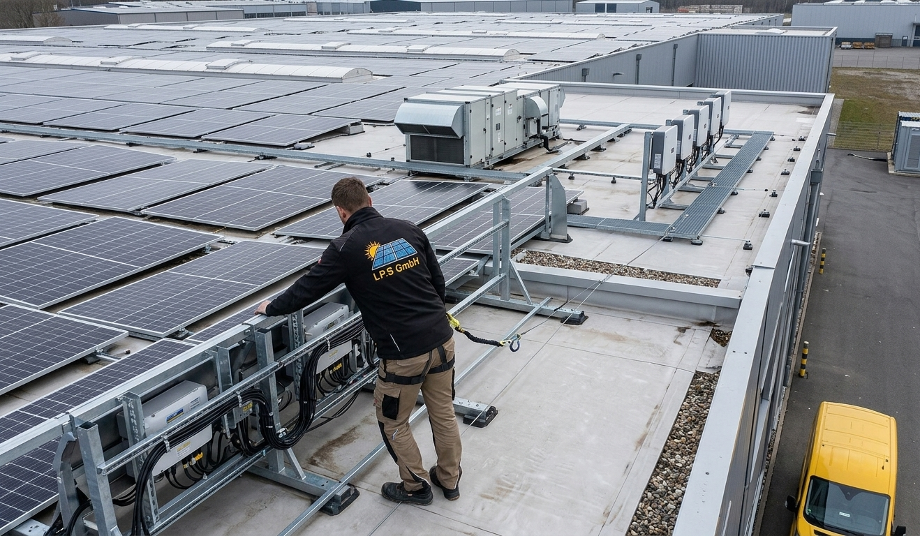 IPS Service GmbH – Photovoltaik Montage auf Industriedach